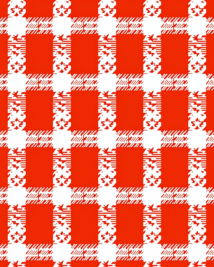 Bright Red White Buffalo Check Rug