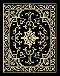 Ornate Black Ivory Floral Scroll Rug