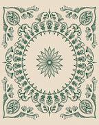 Emerald green botanical medallion tapestry Rug
