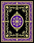 Ornate Purple Gold Black Medallion Rug