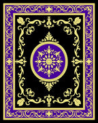 Ornate Purple Gold Black Medallion Rug