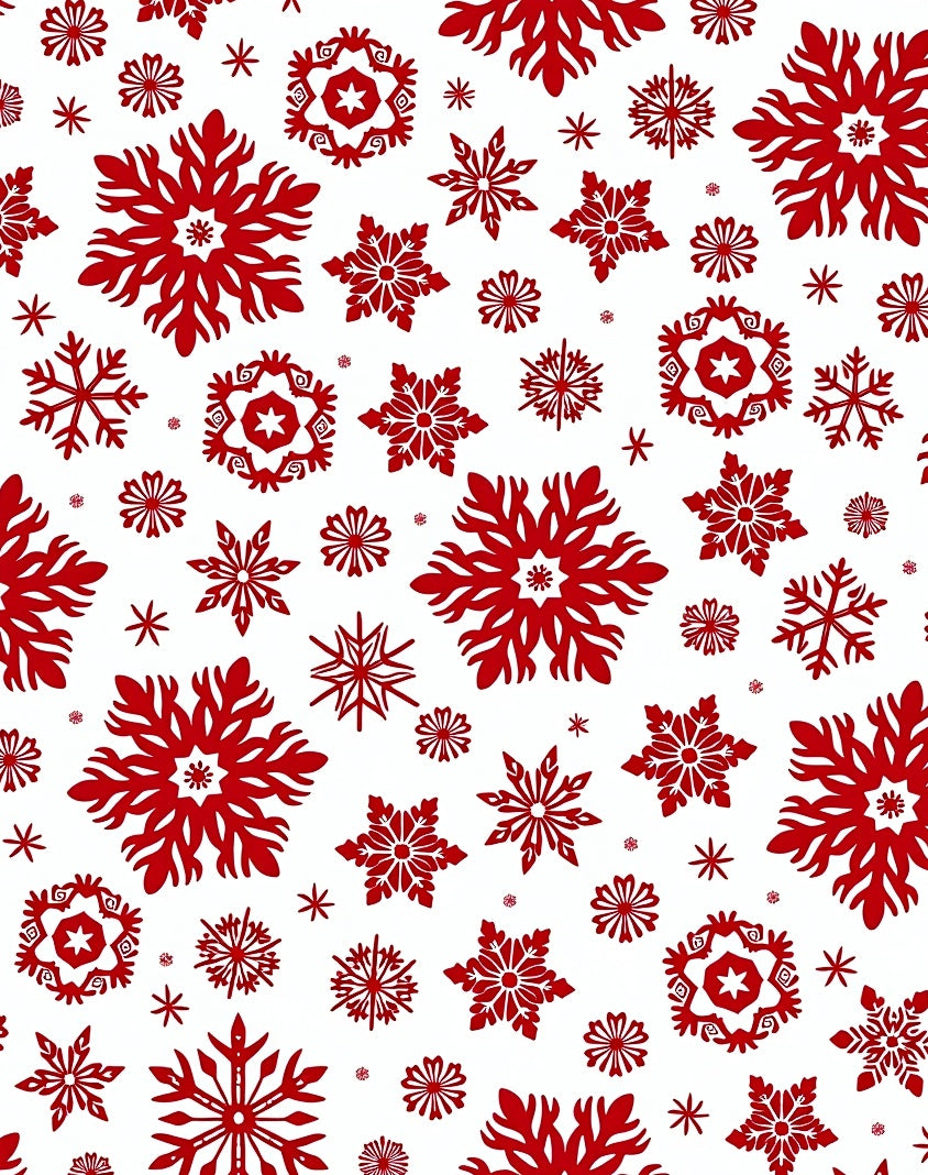 Crimson Snowflake Collage Repeating Arrangement Rug