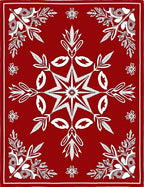 Cardinal Red Starburst Floral Tapestry Rug