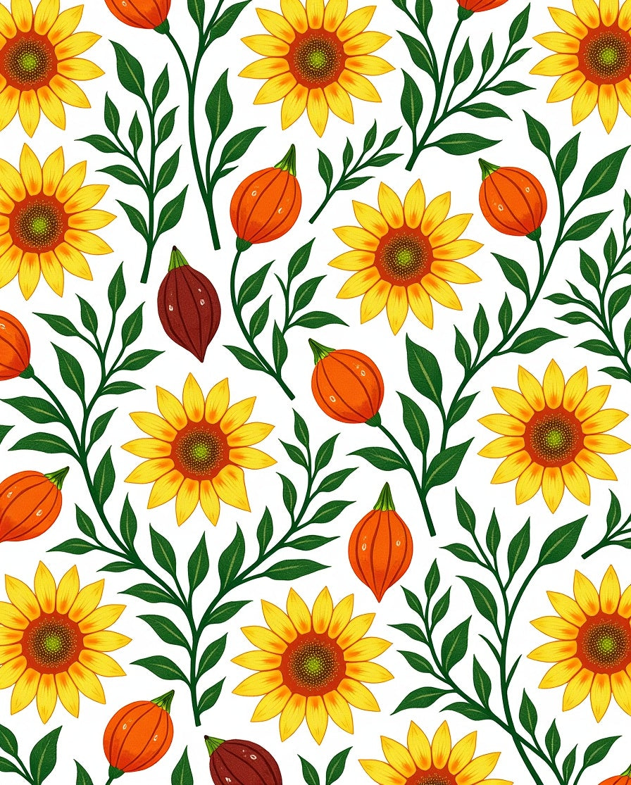 Sunny Sunflower Pumpkin Garden Whimsy Rug