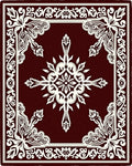 Rich Crimson Floral Medallion Border Rug