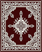 Rich Crimson Floral Medallion Border Rug