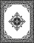 Ornate Black White Scrollwork Medallion Rug