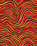 Vibrant Red Yellow Wave Flow Rug