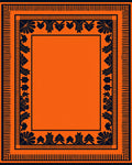 Bold Orange and Navy Floral Border Rug