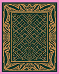 Emerald Gold Intricate Interlocking Frame Rug