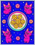 Vibrant Pink Cats Round Medallion Rug