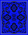 Bold Royal Blue Black Damask Medallion Rug