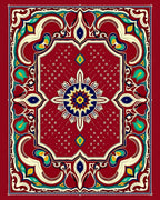 Ornate Crimson Floral Medallion Rug