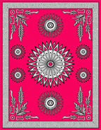 Vibrant Magenta Sunburst Medallions Rug