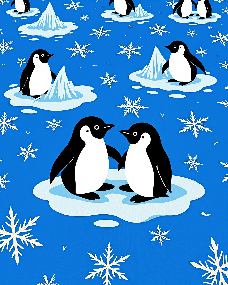 Two Playful Penguins on Ice Floes Rug