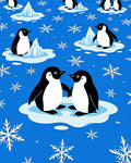 Two Playful Penguins on Ice Floes Rug