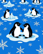 Two Playful Penguins on Ice Floes Rug