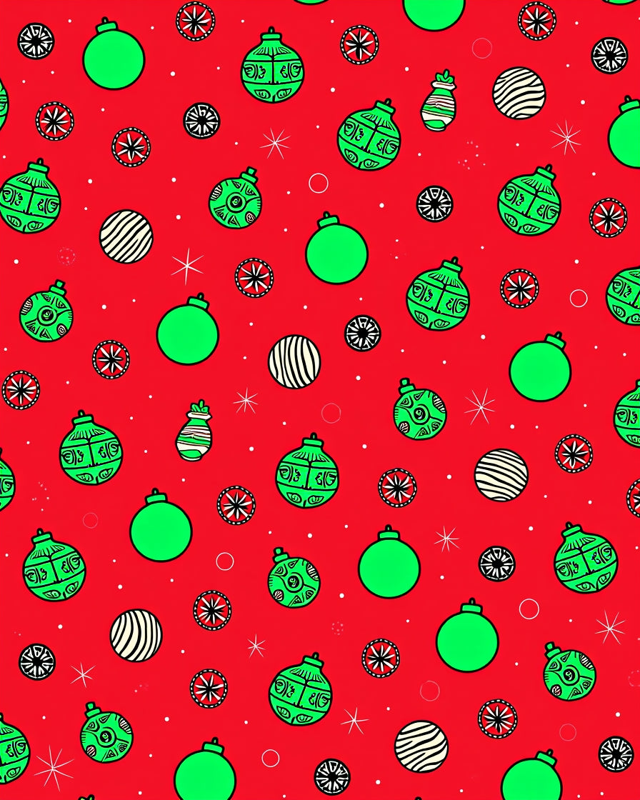 Bright Red Festive Ornament Collection Rug