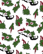 Festive Red Green Foliage Illustration Rug