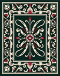 Classic Dark Green Floral Medallion Rug