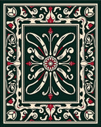 Classic Dark Green Floral Medallion Rug