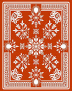 Rustic White Snowflake Sun Border Rug