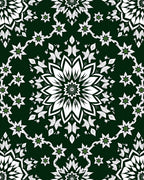 Deep Emerald Green Floral Mandala Rug