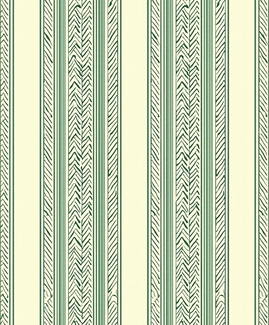 Green Striped Chevron Cream Accent Rug