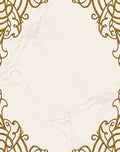Ornate Gold Scrollwork Marble Corners Rug