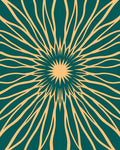 Teal and Gold Sunburst Radial Rug