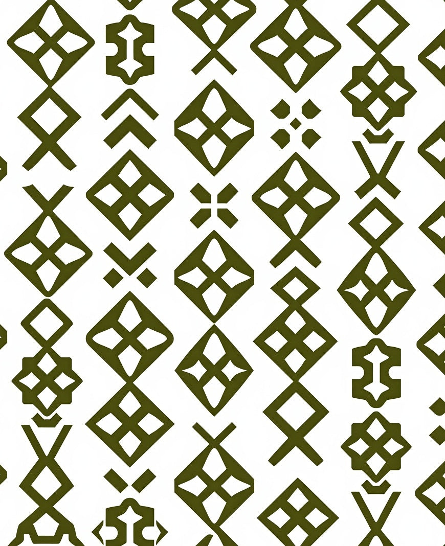 Olive Green Geometric Diamond Array Rug