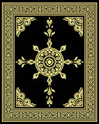 Golden Black Ornate Mandala Medallion Rug