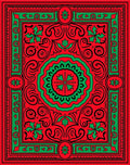 Crimson Green Holly Flourish Medallion Rug