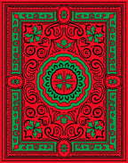 Crimson Green Holly Flourish Medallion Rug