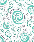 Turquoise Swirl Abstract Whimsical Rug