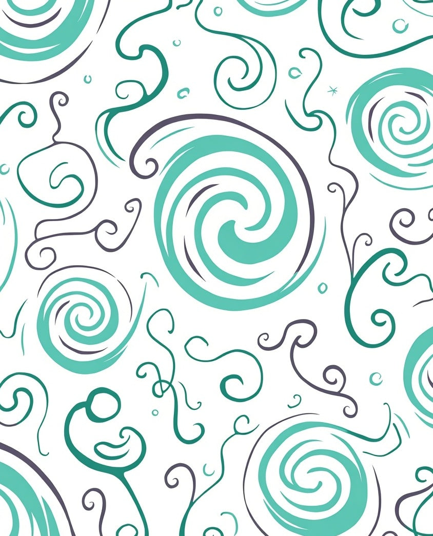 Turquoise Swirl Abstract Whimsical Rug