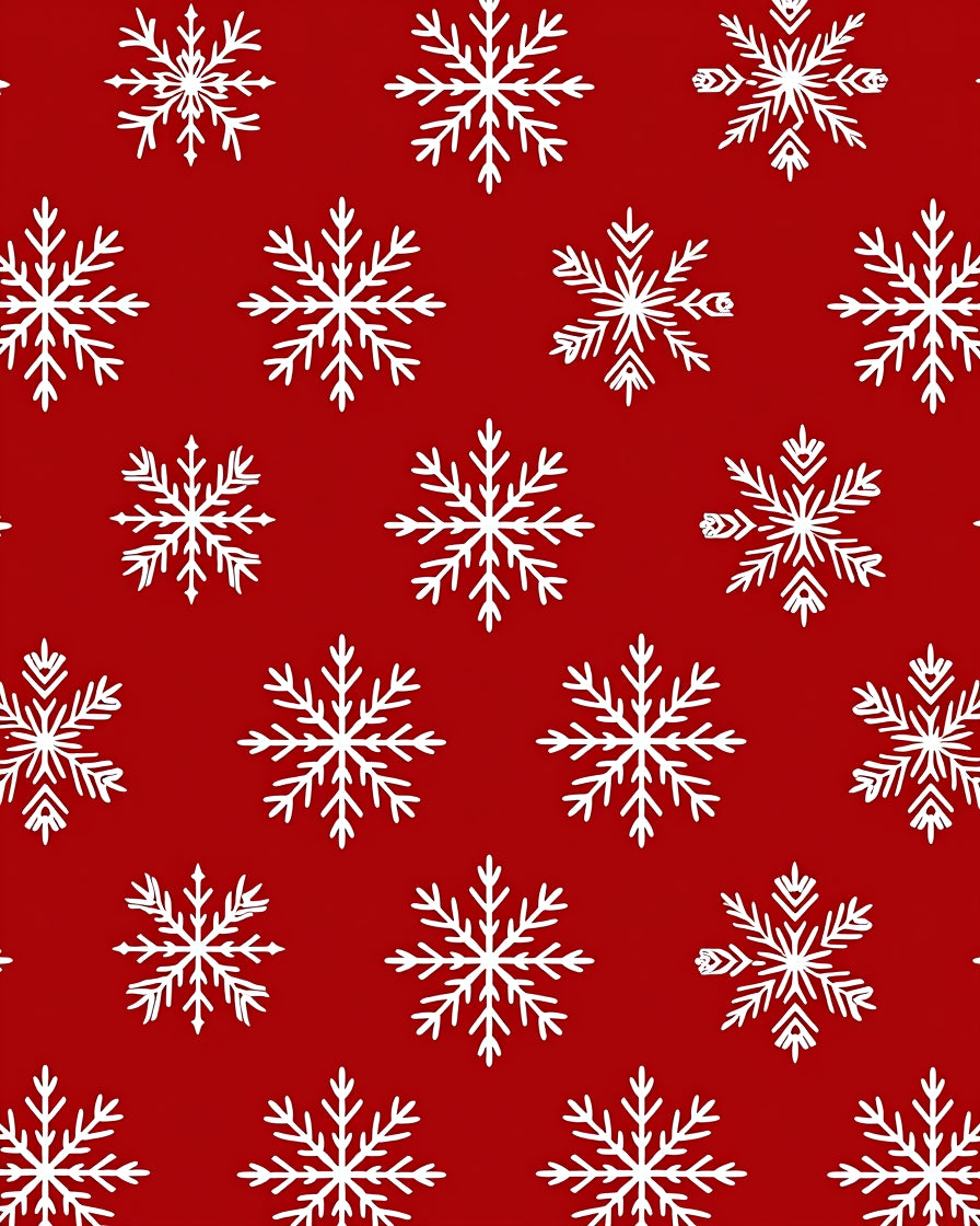 White Snowflake Festive Crimson Rug