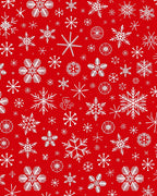 White Snowflakes on Red Canvas Rug