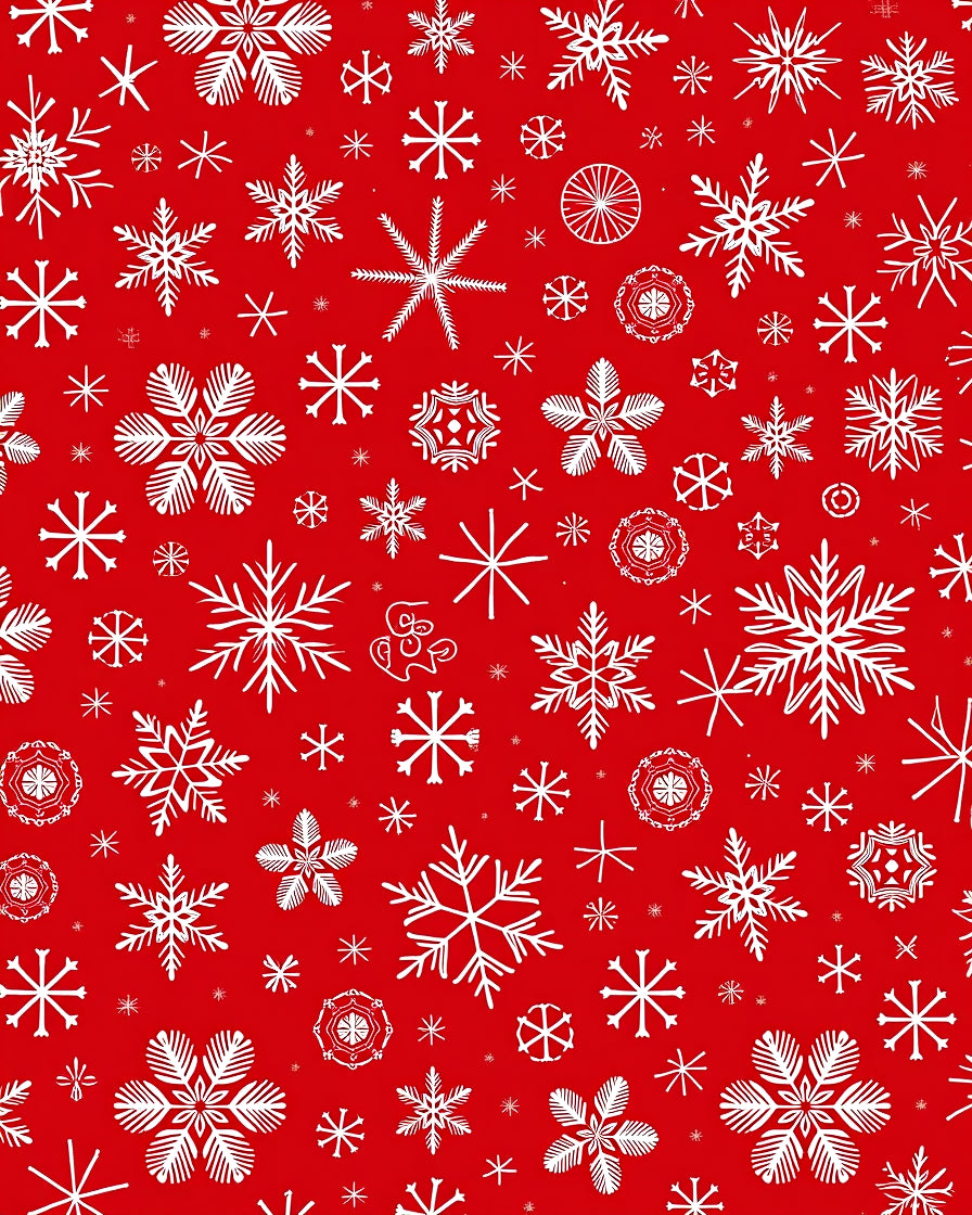 White Snowflakes on Red Canvas Rug