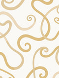 Golden Swirl Curves on Cream Field Rug