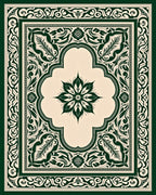 Deep Forest Green Floral Medallion Rug