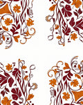 Burgundy Mustard Floral Scrollwork Garland Rug