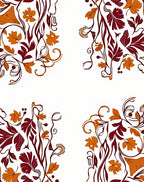 Burgundy Mustard Floral Scrollwork Garland Rug