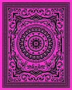 Hot Pink Symmetrical Mandala Flourish Rug