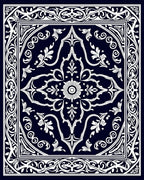 Classic Navy White Floral Medallion Rug