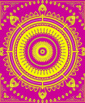 Vibrant Yellow Magenta Mandala Rug