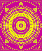 Vibrant Yellow Magenta Mandala Rug