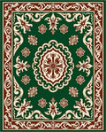 Deep Emerald Scroll Border Bloom Rug