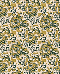 Gold Navy Scrolling Floral Swirl Rug