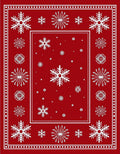 Crimson White Snowflake Border Rug